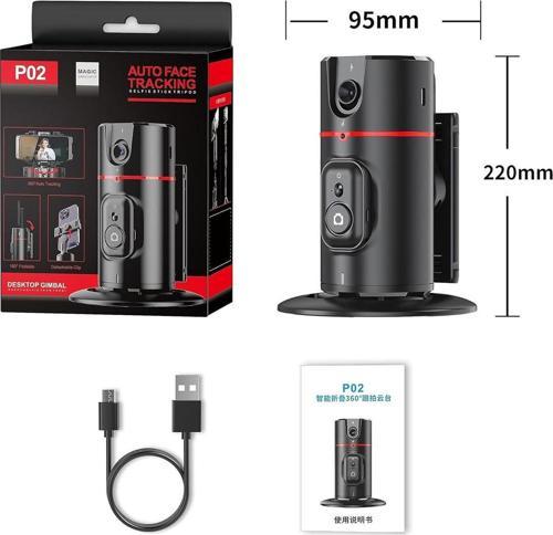 P02 Tripod Otomatik Yüz Takibi 360 Dönebilen Tripod P02 Yüz Vücut Telefonu Kamera Yuvası Sensörlü