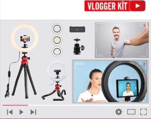 Vlogger Kit Youtuber Ring Light Işık 12'' Video Foto Işık Masa Tripodu Ile Birlikte