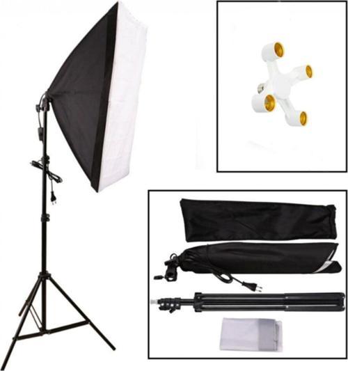 50X70Cm Softbox 4 Duylu Tekli Sürekli Işık Seti 50X70 4 Duylu Softbox Foto Video Işık