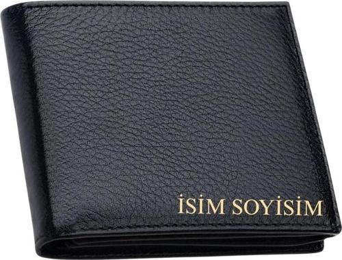 İsim Baskılı Hakiki Deri Cüzdan Bozuk para Bölemli 9 Kart Bölmeli Yatay Model