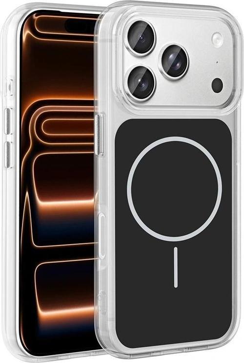 Apple iPhone 17 Pro Max Kılıf M-Safe Şarj Özellikli Metal Buton Tasarımlı Zore İkonik Sert Silikon K