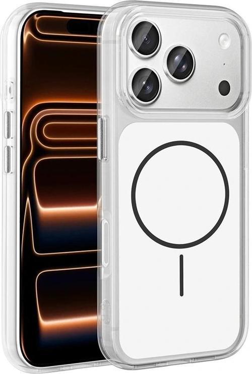 Apple iPhone 17 Pro Max Kılıf M-Safe Şarj Özellikli Metal Buton Tasarımlı Zore İkonik Sert Silikon K