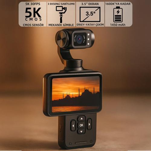 Mio Pocket 3 5K 30FPS 48MP 3 Eksenli Gimbal Kamera