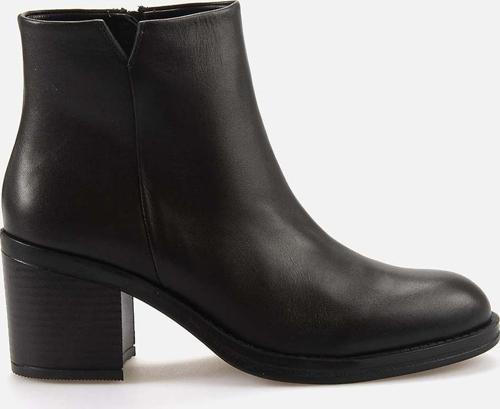 Kadın Hakiki Deri Kauçuk Taban Siyah Topuklu Bot