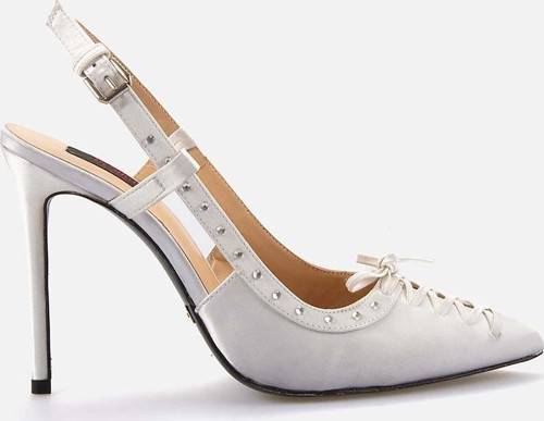 Kadın Saten Enjeksiyon Kösele Taban Kırık Beyaz Gece & Abiye Ayakkabı