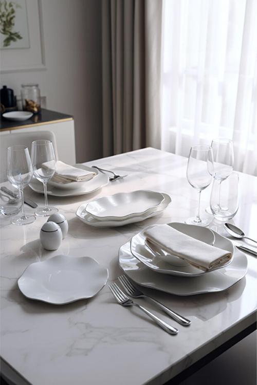 Nesrin 52 Parça Gümüş Fileli Yemek Takımı
