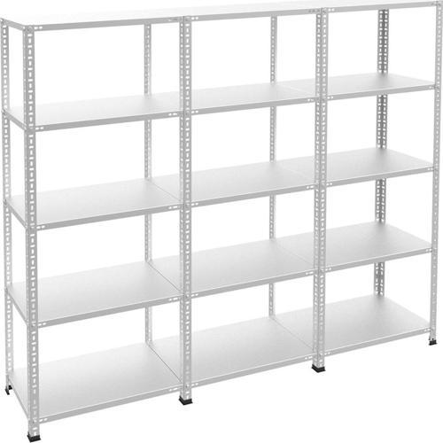 5 Katlı 3'lü Bitişik 43x180x200 Cm Galvaniz Çelik Raf - Depo, Arşiv, Kiler, Dosya, Market Rafı