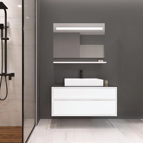 Verona 100 cm, Beyaz, Banyo Dolabı Takımı (Ledli Ayna)