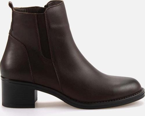 Tanca Kemal Hakiki Deri Kahverengi Kadın Topuklu Bot M1