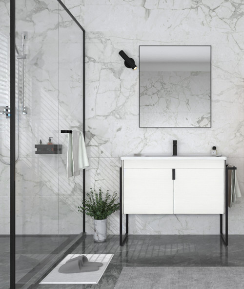 Trio 100 cm Kapaklı Beyaz Havluluklu Banyo Dolabı Takımı