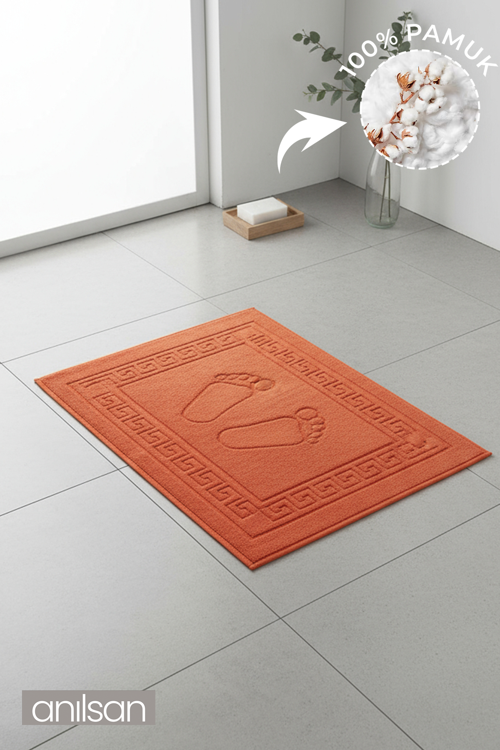 Kiremit Greek Ayak Havlusu - 50x70 Cm, 245 Gr, %100 Pamuk, Spa Ve Otel Banyo Paspası, Günlük Kullanıma Uygun