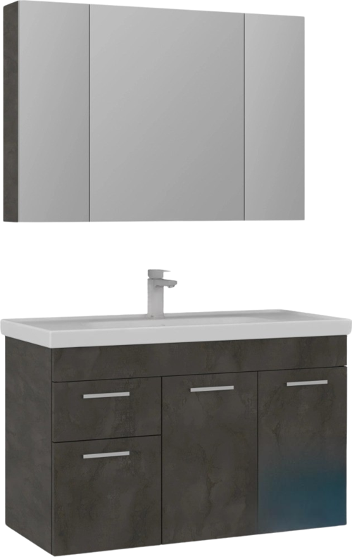 Enez 100 cm Irony Banyo Dolabı Takımı (Dolaplı Ayna)