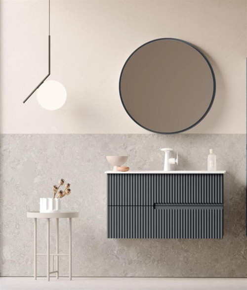 Moonlight 90 cm Mat Antrasit Banyo Dolabı Takımı