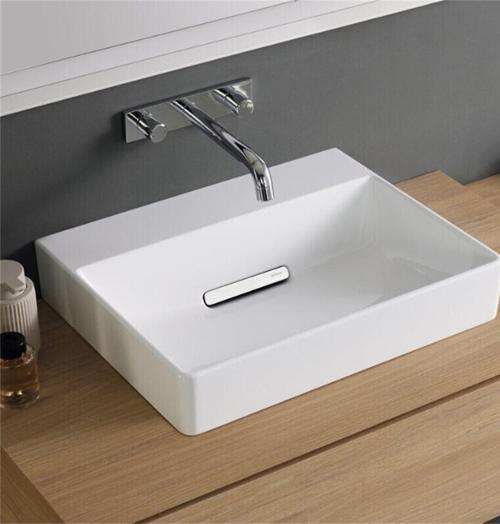 One CleanDrain KeraTect Tezgah Üstü Lavabo, 50 cm, Yatay Çıkışlı, Beyaz, 505.023.00.1