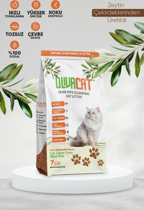 Zeytin Çekirdeğinden Üretilen Doğal Tozsuz Kedi Kumu 7 L