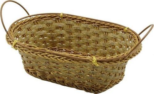 Oval Plastik Hasır Ekmek - Çok Amaçlı Sepet Kulplu - Metal İskelet Taban:11x18- Ağız:18x24.5cm D:8cm