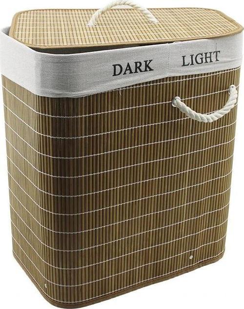 Bambu Ahşap Kirli Çamaşır Sepeti 30x44cm Seyyar Kapaklı İçi Bezli İp Kulplu
