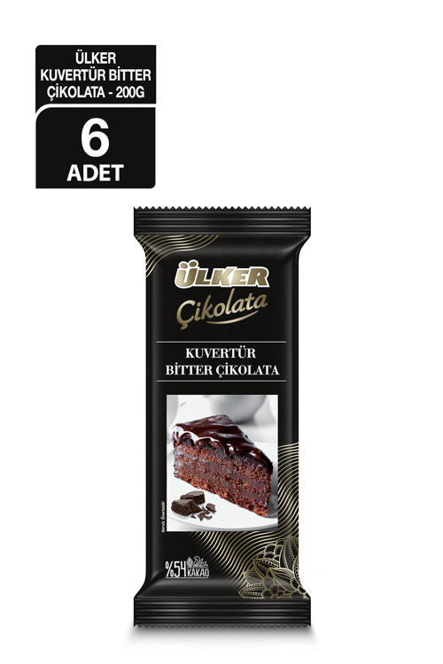 Kuvertür Çikolata - %54 Bitter - 200 gram - 6 Adet