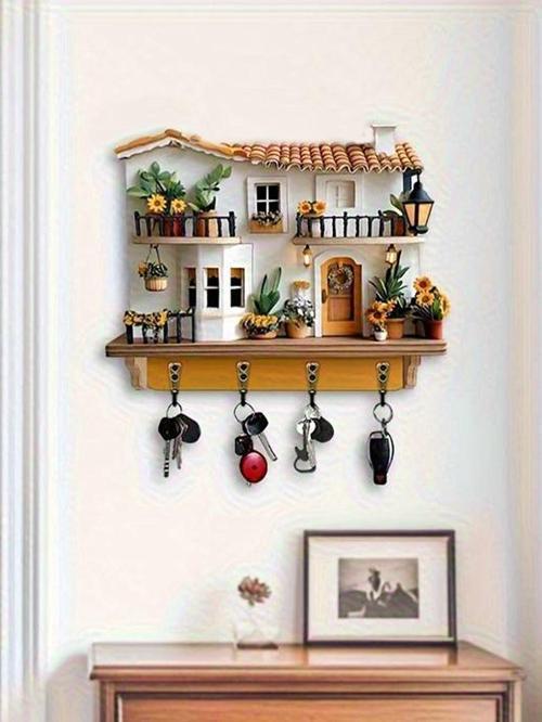 2D Dekoratif Ahşap Anahtar Askılığı Modern Ve Şirin Görünümlü Anahtarlık (20 x 30 CM)