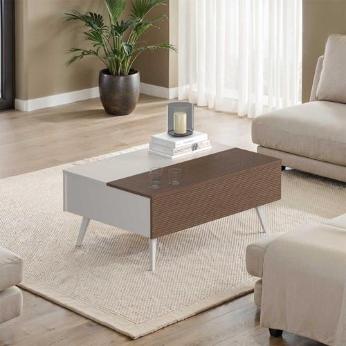 Milano Çekmeceli Dikdörtgen Orta Sehpa - Vizon/Zebra 103x44x72 cm