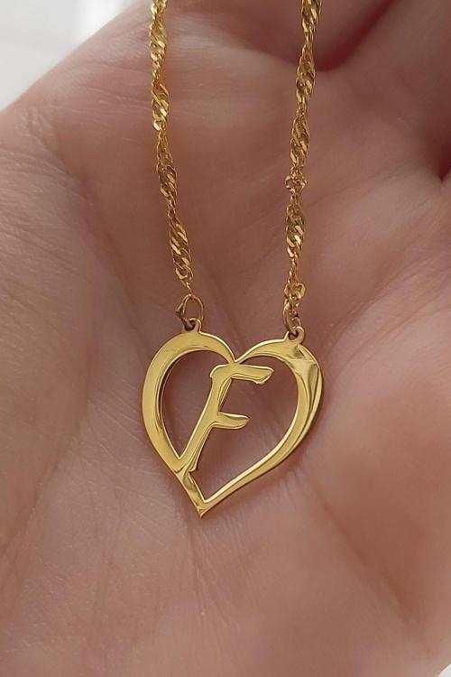 925 Ayar Gümüş 24 Ayar Altın Kaplama Harf Kolye