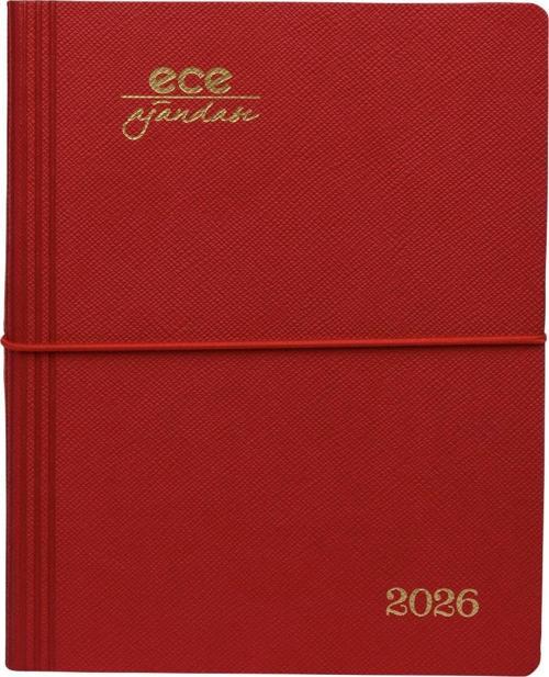 AJANDASI YENİ MARMARİS 2026 Kırmızı - Günlük Çizgili 12x16