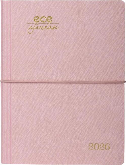 AJANDASI YENİ MARMARİS 2026 Şeker Pembe - Günlük Çizgili 12x16