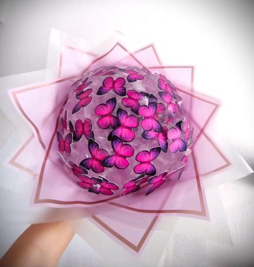 Işıklı Kelebek Buketi, Mor Kelebek Buket - Premium Büyük Boy