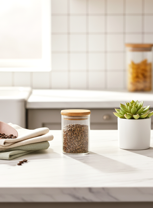 Neta Bambu Kapaklı Cam Kavanoz 6x8cm