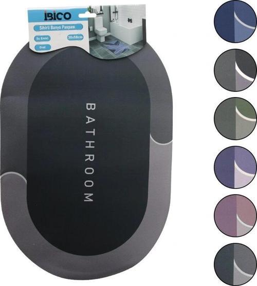 Oval - Mat Renkler 38x58cm Su Emici - Sihirli Banyo Paspası Elastik