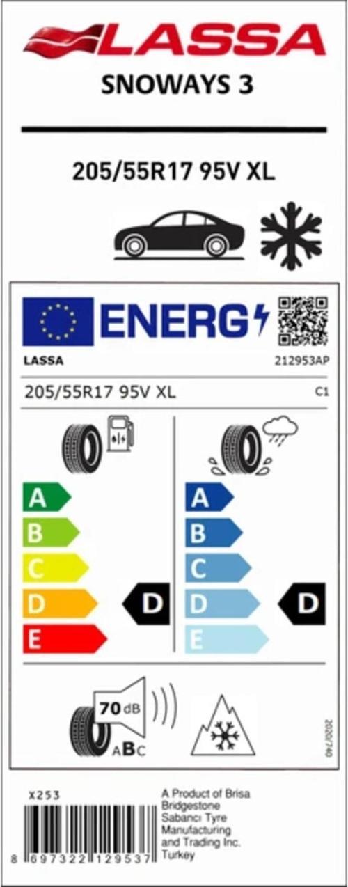 205/55 R17 95V Xl Snoways 3 Kış Lastiği (Üretim Yılı: 2024)