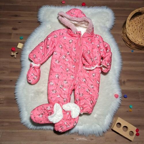 BÜYÜK ÇİÇEK DESENLİ PATİKLİ ELDİVENLİ KOZMONOT - NN224010137-Nar Çiç-18 - 24 Ay Nar Çiçeği