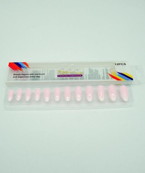 12 Adet Badem Tırnak Tak Ve Çık Kendinden Yapışkanlı Takma Tırnak Pembe