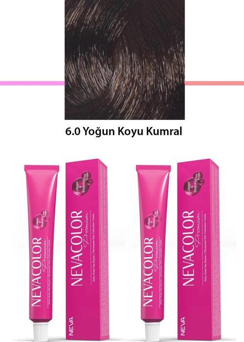 2 li Set Premium 6.0 Yoğun Koyu Kumral - Kalıcı Krem Saç Boyası 2 X 50 g Tüp