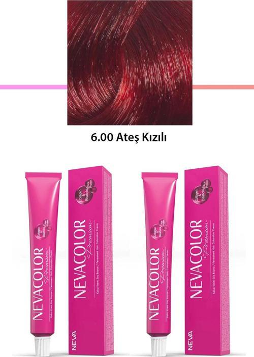 2 li Set Premium 6.00 Ateş Kızılı - Kalıcı Krem Saç Boyası 2 X 50 g Tüp