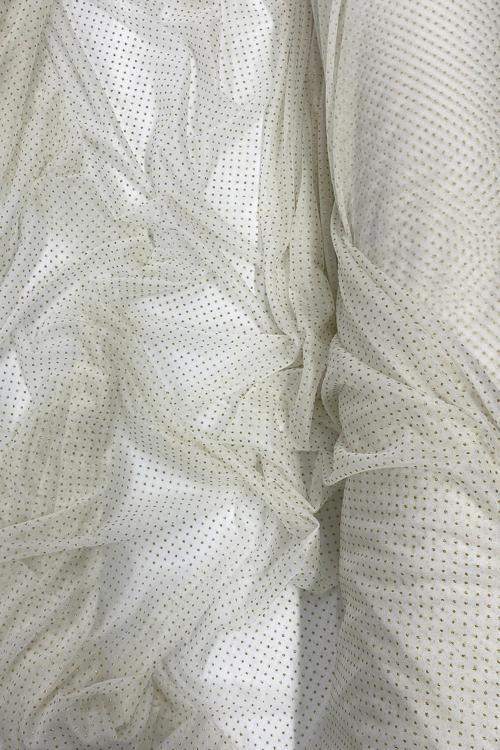 Yağmur Damlası Simli Abiye Elbise Şallık Tül Kumaş Ekru 12