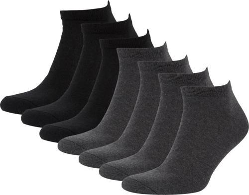 7'Li Erkek Kısa Patik Çorap Görünmez Bilek Çorap 7 Çift Füme Siyah Çorap