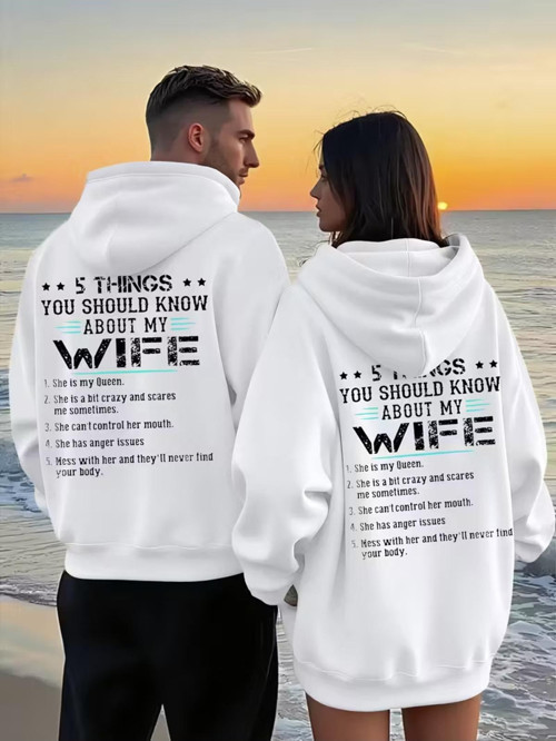 5 Things Yazılı Unisex Hoodie – Sevgili Kombini Oversize Kapüşonlu Sweatshirt 2'Li Set