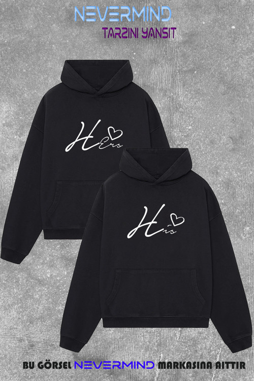 Unisex Oversize Hoodie – Çift Kombini His & Hers 2'Li Sweatshirt