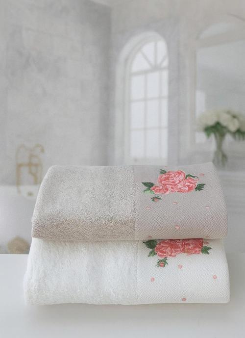 Bambu Nakışlı Rose 2 Li Havlu Set ( 2 Adet 50X90Cm )