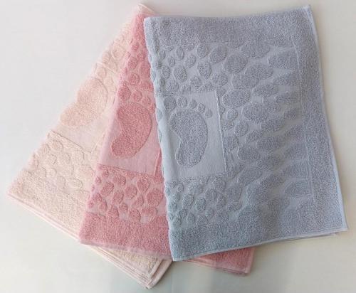 Ayak İzli Taş Jakarlı Havlu Paspas 3 Lü Set (50X70Cm)