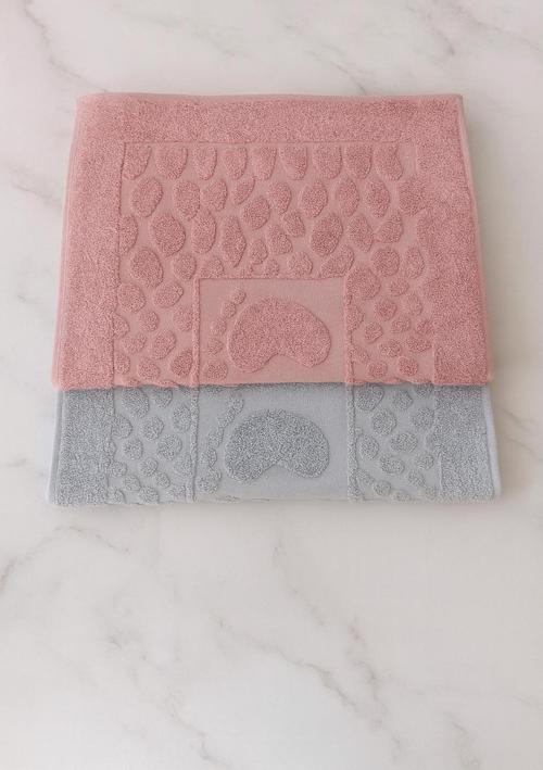 Ayak İzli Taş Jakarlı Havlu Paspas 2 Li Set (50X70Cm)