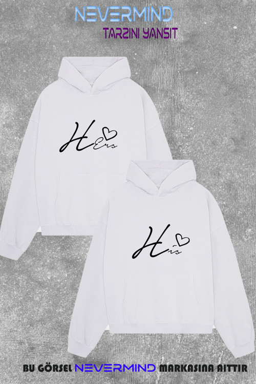 Unisex Oversize Hoodie – Çift Kombini His & Hers 2'Li Sweatshirt