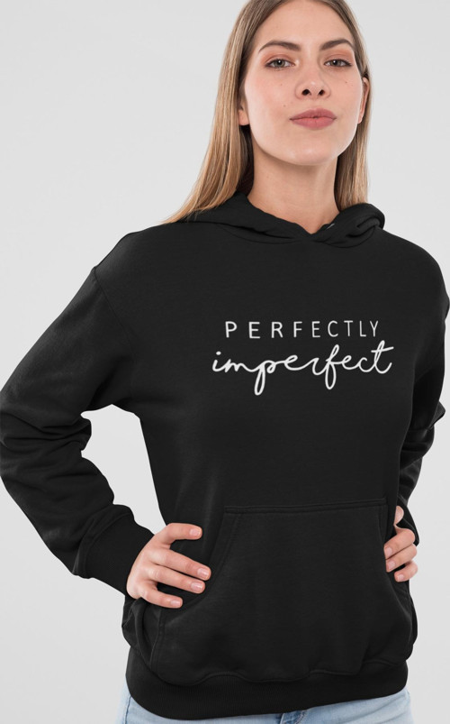 Kadın Kapüşonlu Sweatshirt – Perfectly Imperfect Yazılı Oversize Hoodie