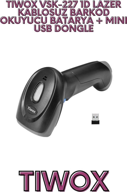 TIWOX VSK-227 1D LAZER KABLOSUZ BARKOD OKUYUCU BATARYA + MINI USB DONGLE