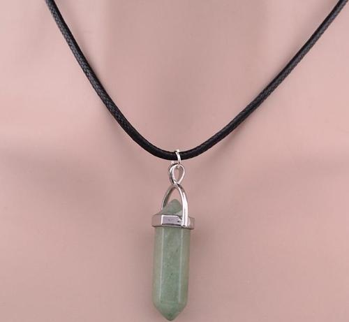 Doğal Aventurin Yeşim Doğal Taş Erkek& Kadın Kolye (DERİ ZİNCİR HEDİYELİ)