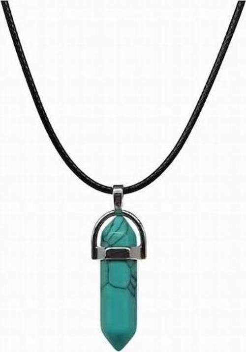 Doğal Turkuaz Firuze Taşı Erkek& Kadın Kolye (DERİ ZİNCİR HEDİYELİ)