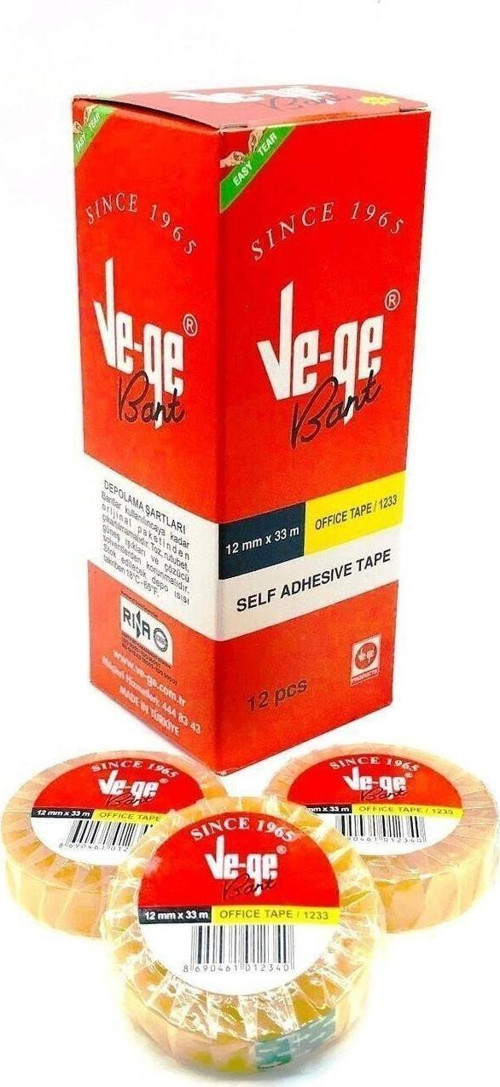 Selefon Bant 12X33 Mt. Eto Sarı Şeritli 12 Li (1 Paket 12 Adet)