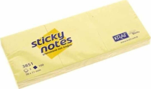 Yapışkanlı Not Kağıdı 38X51 Sarı 3'Lü