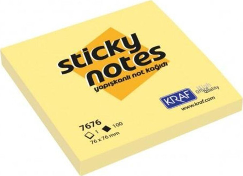 Yapışkanlı Not Kağıdı – 76 X 76 Mm 100 Yaprak - Sarı -3 Paket